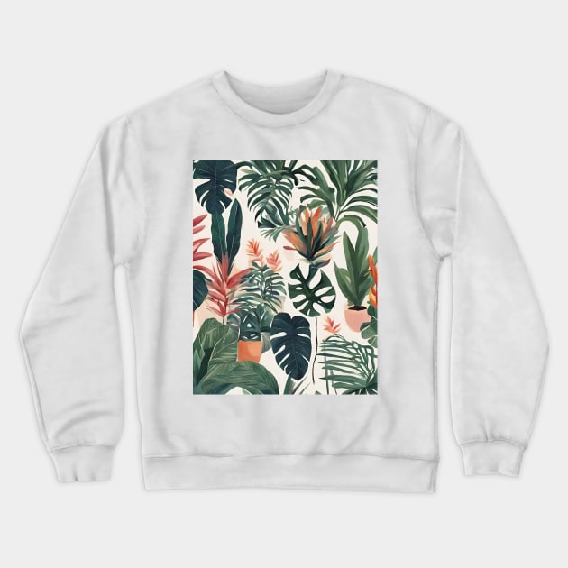 Boho Chic Leaf prints Minimalist Tropical Botanical Plants Crewneck Sweatshirt by Tina